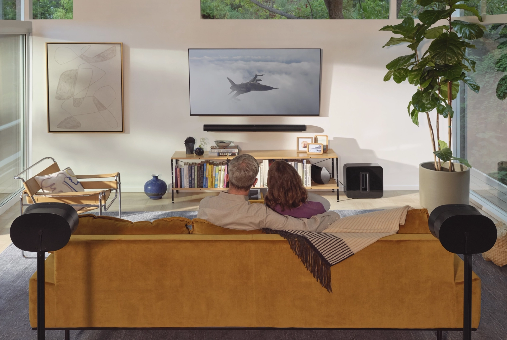 Open living space suited for multi-room Sonos audio