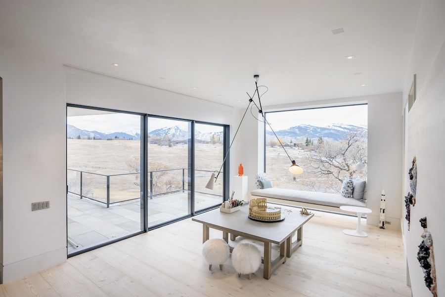 Modern interior with architectural in-ceiling speakers