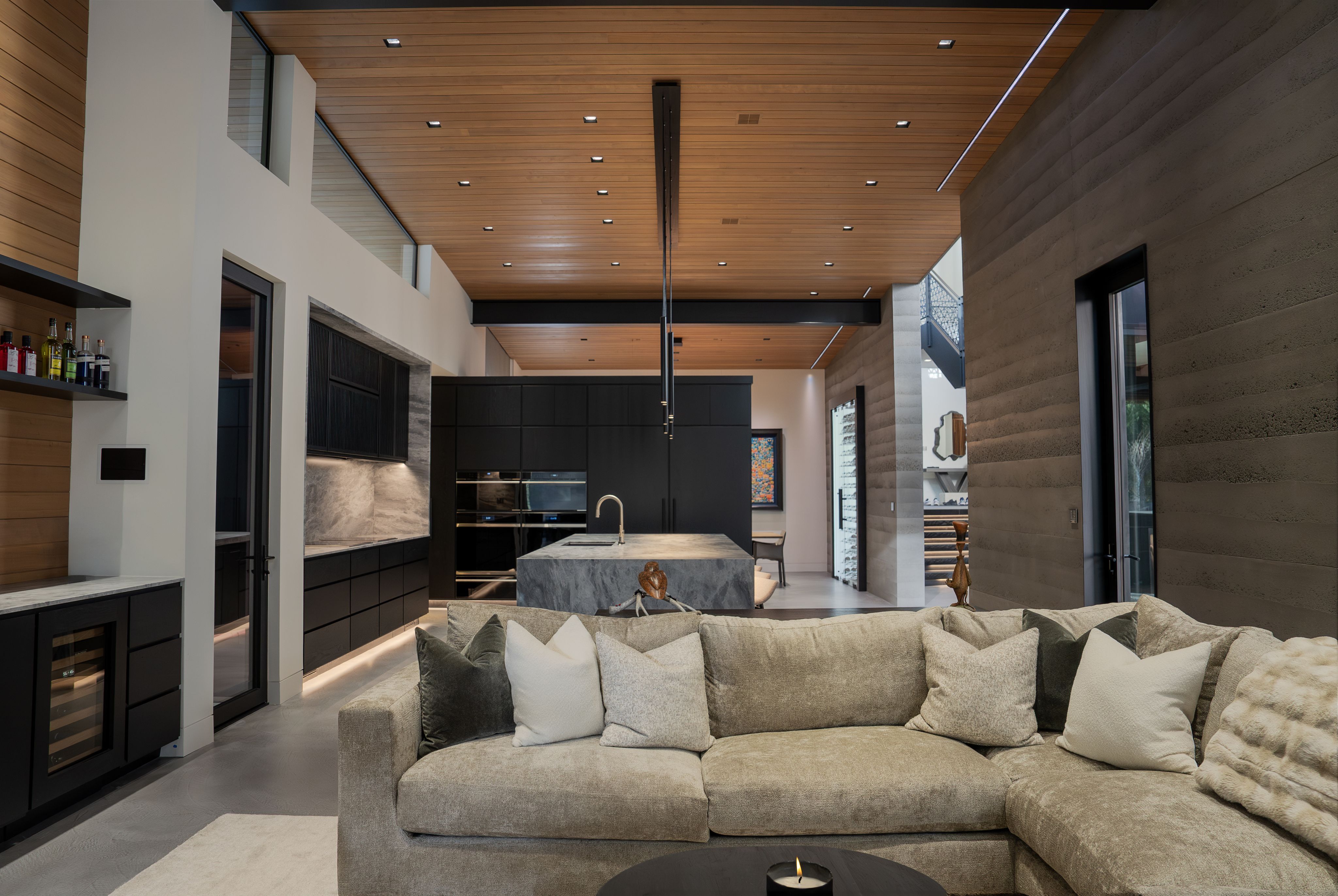 Minimalist interior with invisible speaker installation