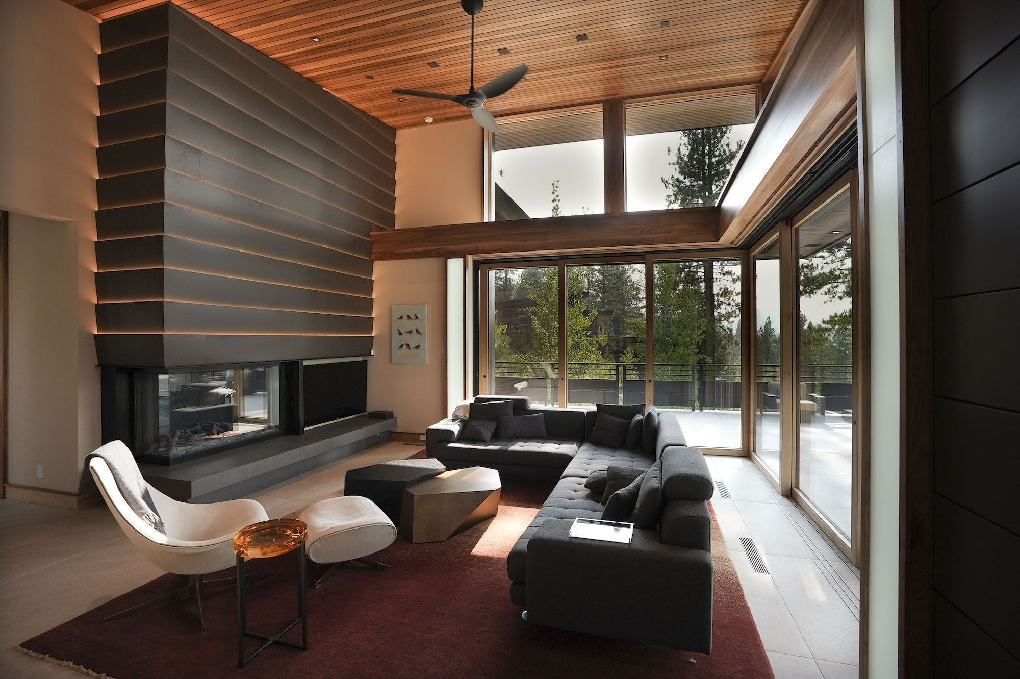 Luxury home exterior with outdoor landscape audio