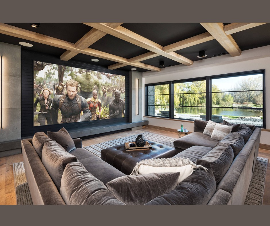 Luxury home theater with premium seating and immersive screen