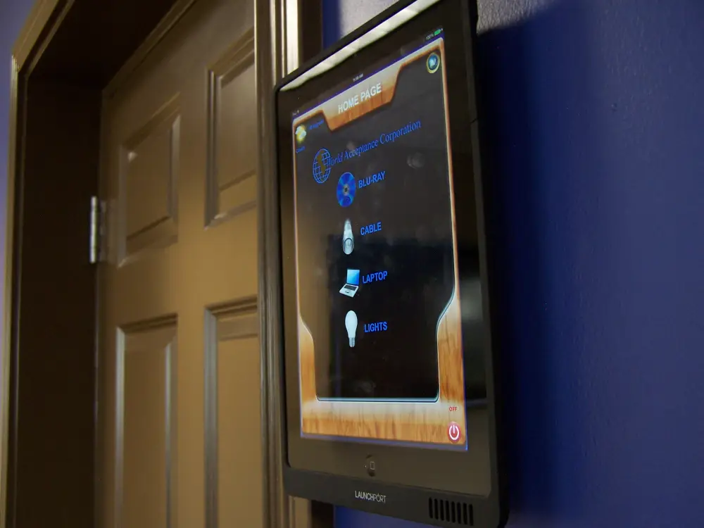 Mounted Samsung TV and soundbar