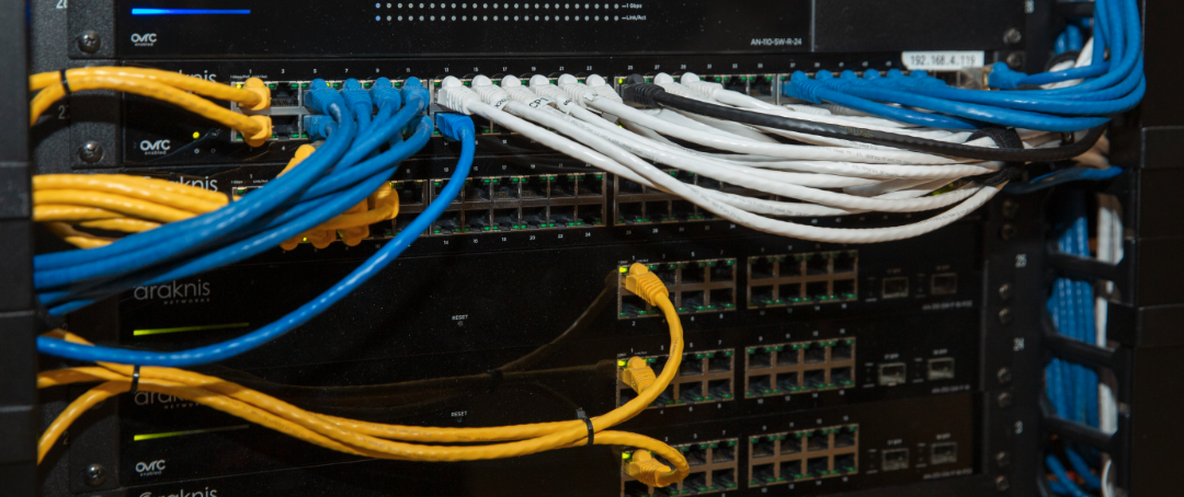 Structured wiring cabinet with network switch