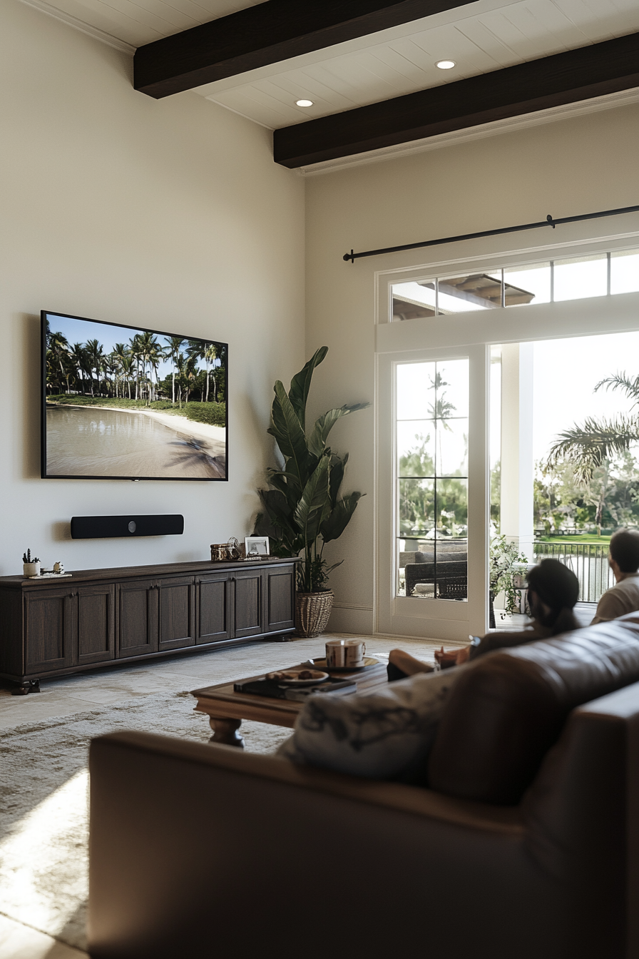 Modern home theater television and living space