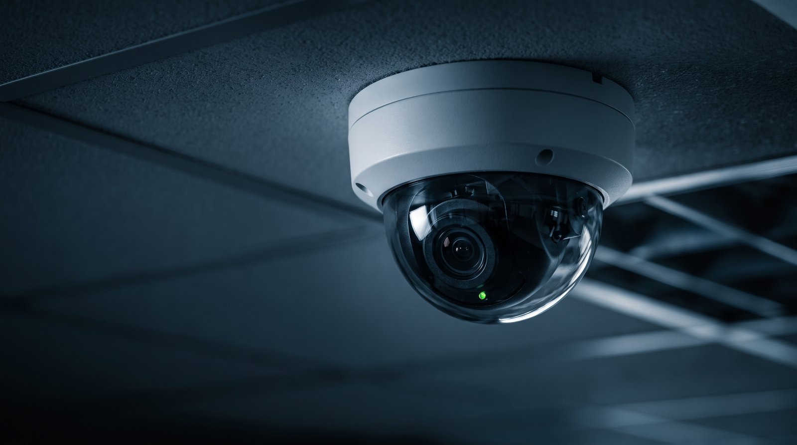 Dome camera on a commercial ceiling