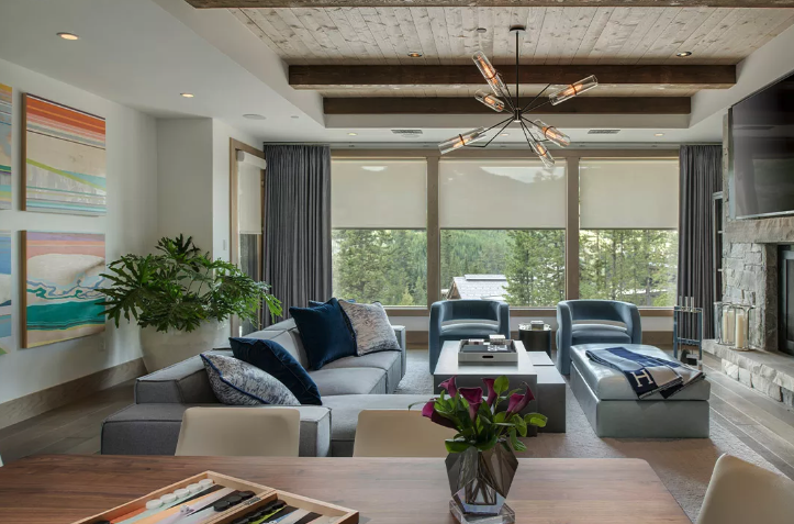 Modern living room with integrated lighting