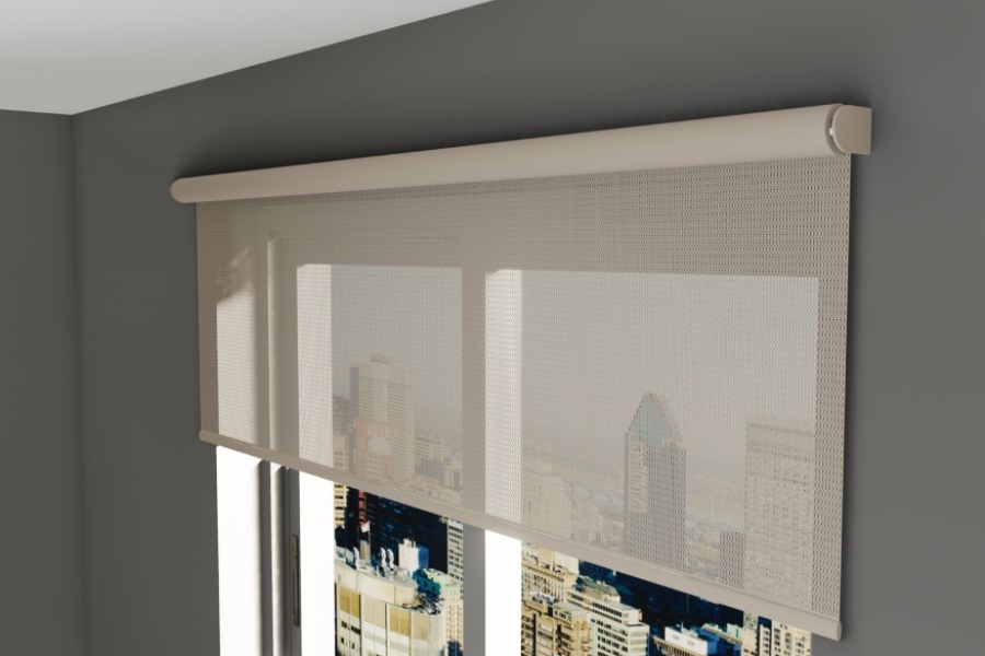 Kitchen with smart lighting and shades
