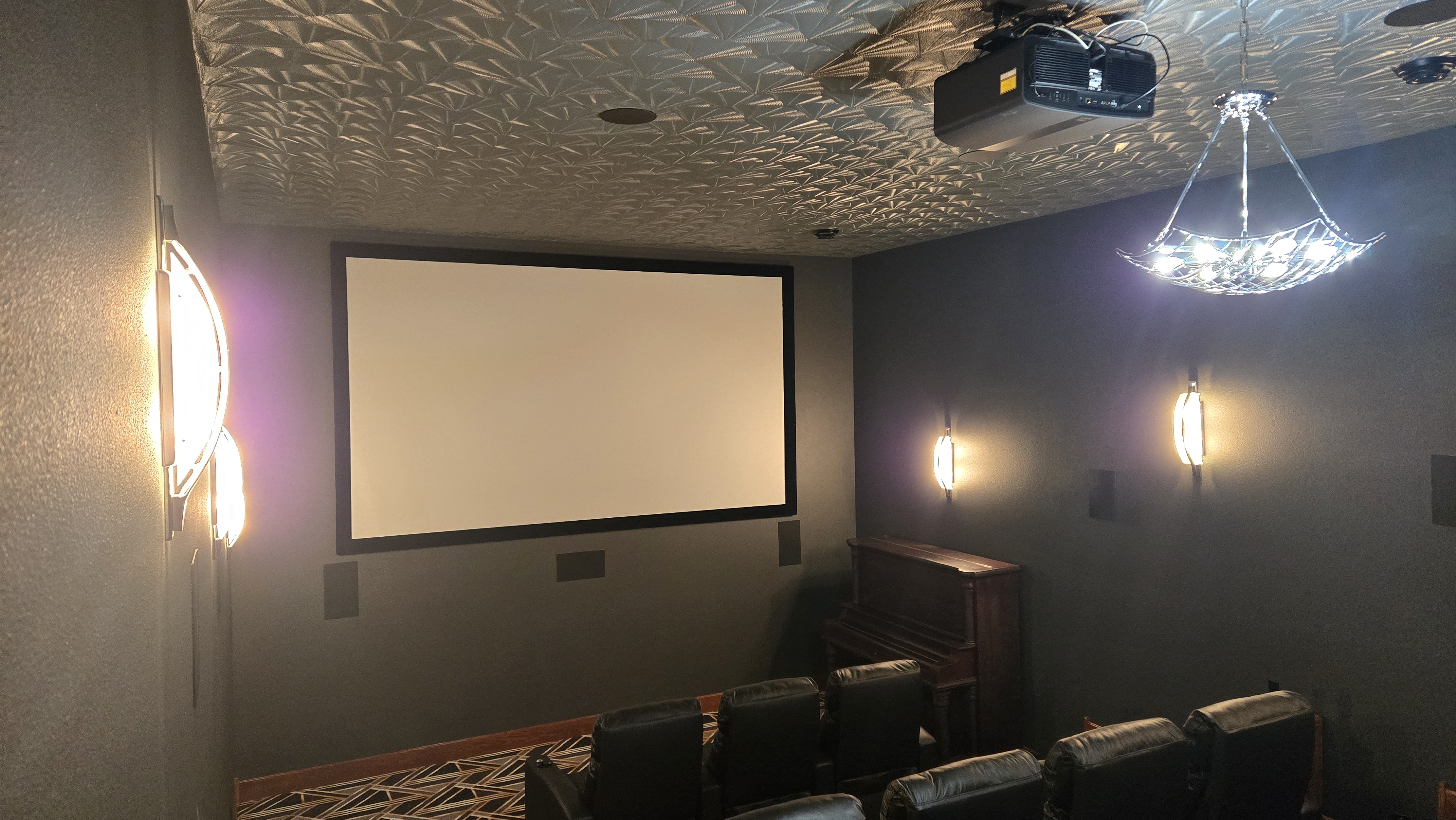 Home theater room with projection screen