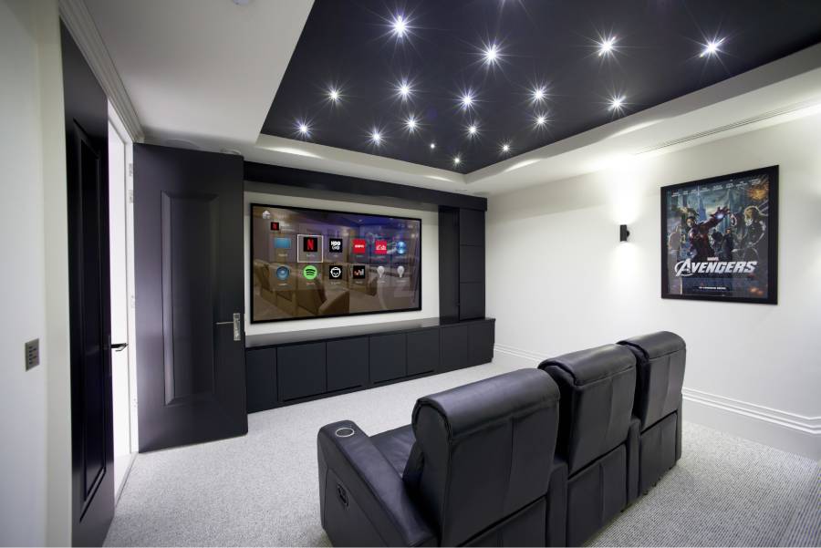 Custom home theater installation with cinema seating in Minneapolis