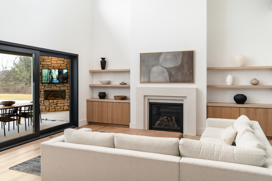 living room with television