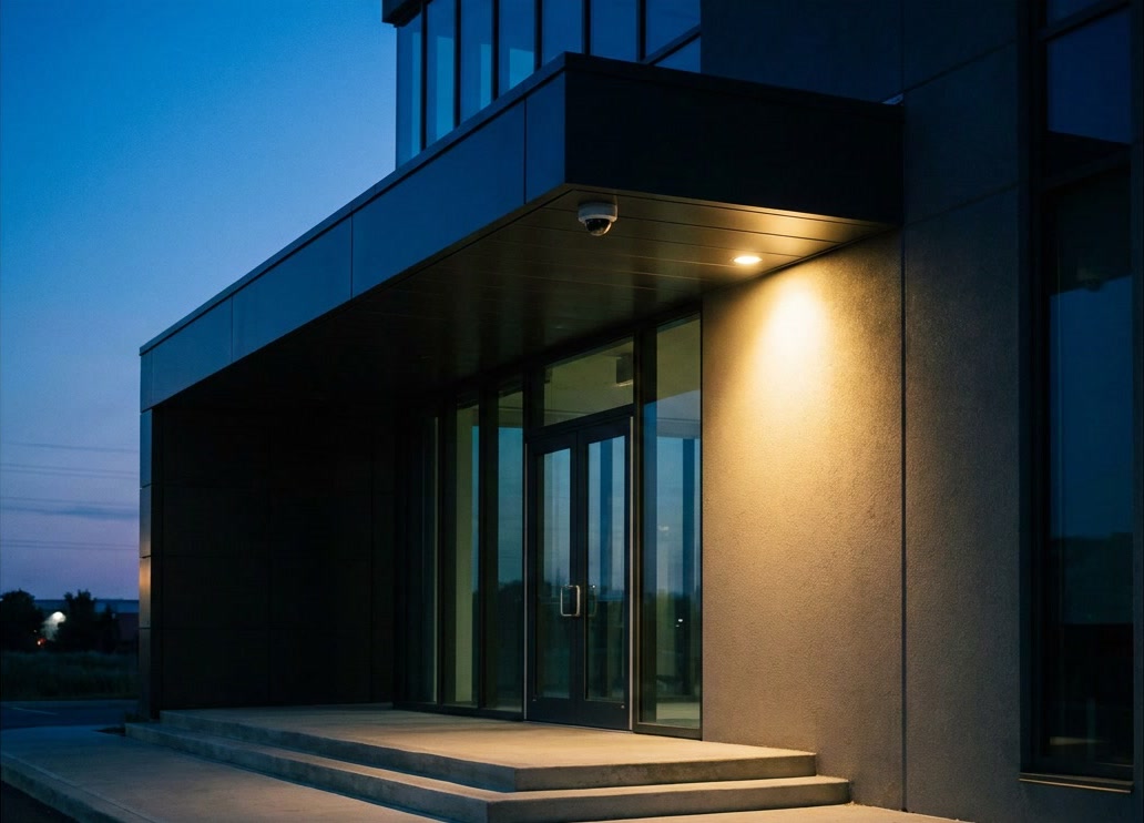 Commercial entrance, camera