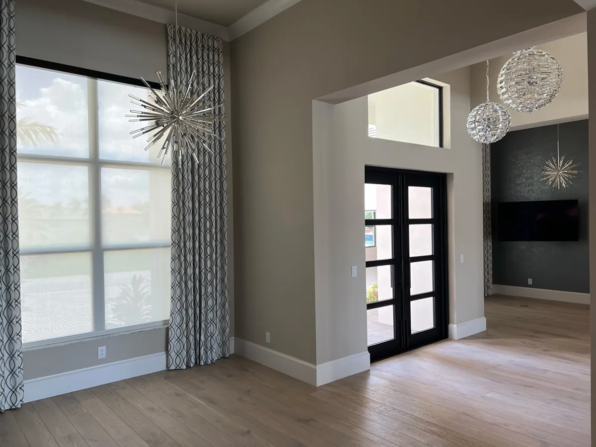 Entry hall, pendants and recessed light on one scene.